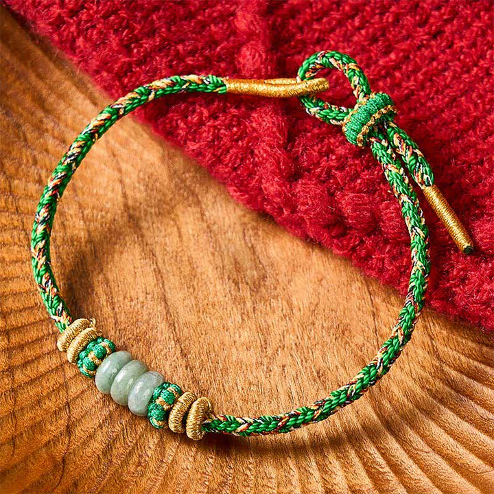 Buddha Stones Hand-Woven Luck Abacus Jade Beads String Bracelet - Green(Wrist Circumference: 5.9-7.5 in / 15-19cm) - image 0