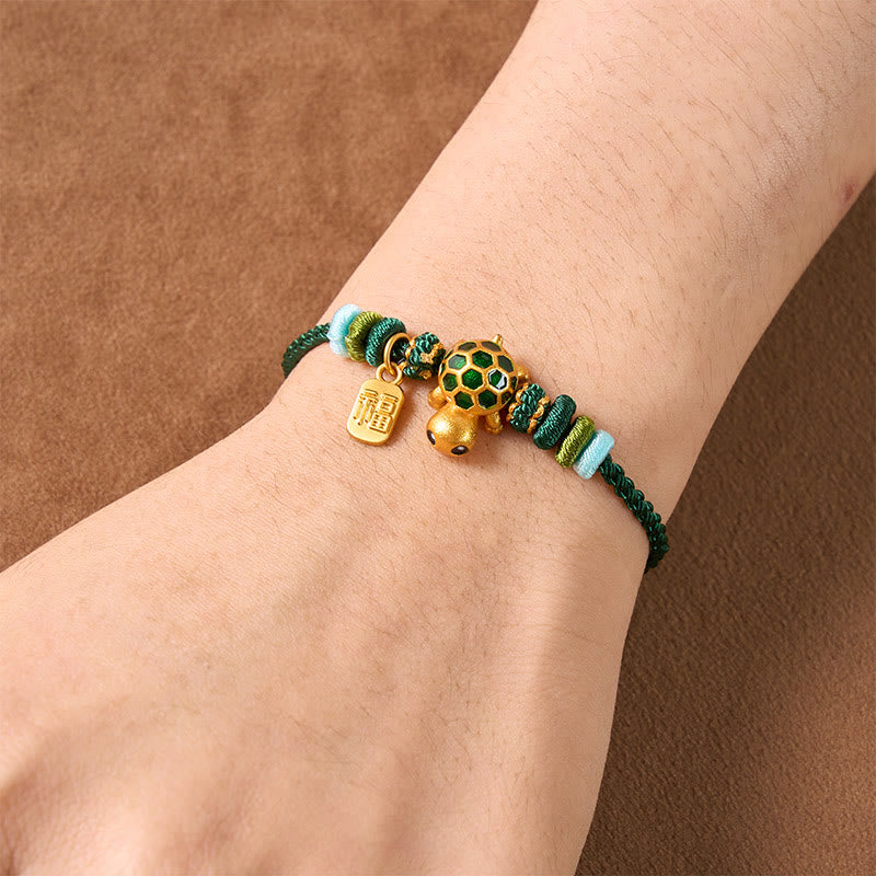 Buddha Stones Hand-Woven Red String Turtle Fu Character Endurance Bracelet - image 4