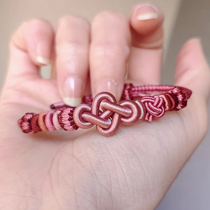 Buddha Stones Hand-Woven "Get Rich Quickly" Gourd Strength Pink String Bracelet - Pink Without Accessory - image 8