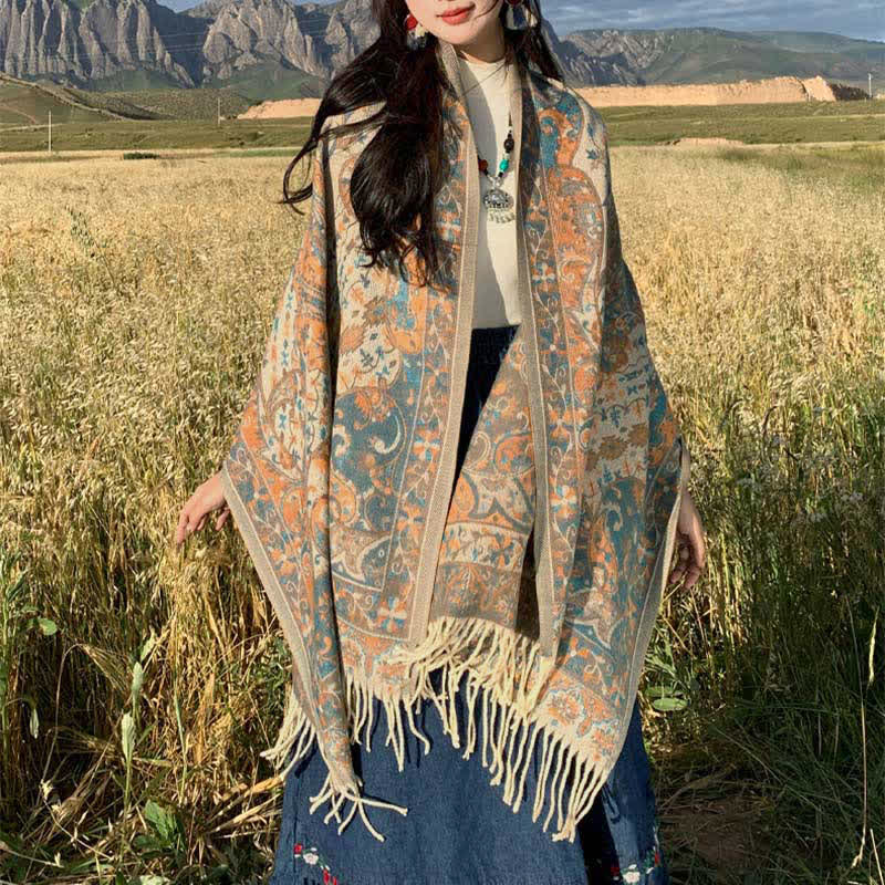 Buddha Stones Tibetan Flower Branch Tassel Shawl Cozy Travel Scarf Wrap - image 7