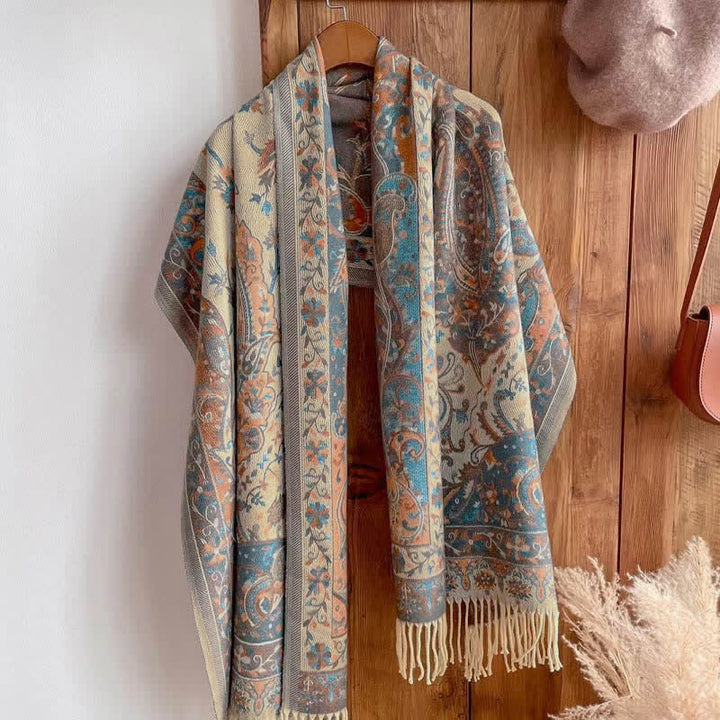 Buddha Stones Tibetan Flower Branch Tassel Shawl Cozy Travel Scarf Wrap - image 10