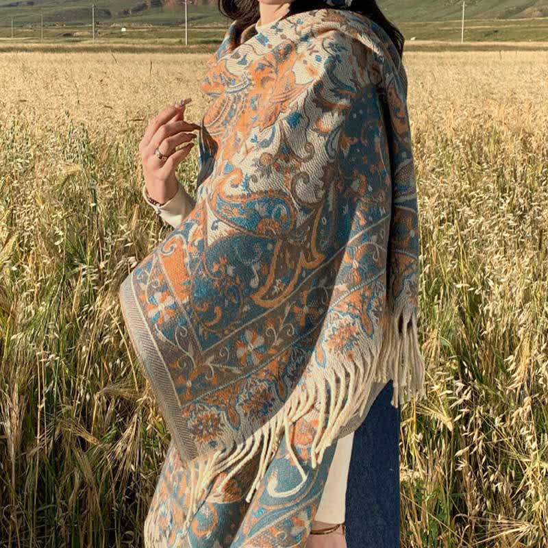 Buddha Stones Tibetan Flower Branch Tassel Shawl Cozy Travel Scarf Wrap - image 8