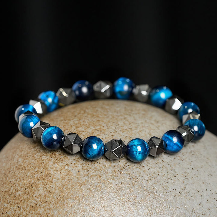 Buddha Stones Tiger Eye Hematite Faceted Strength Bracelet - image 18