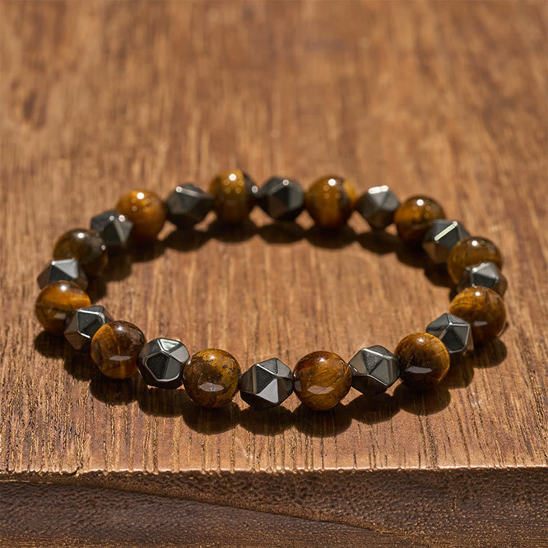Buddha Stones Tiger Eye Hematite Faceted Strength Bracelet - image 13