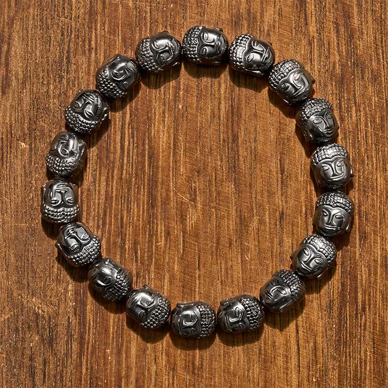 Buddha Stones Hematite Buddha Focus Beads Bracelet - Buddha(Compassion ♥ Serenity) - image 0