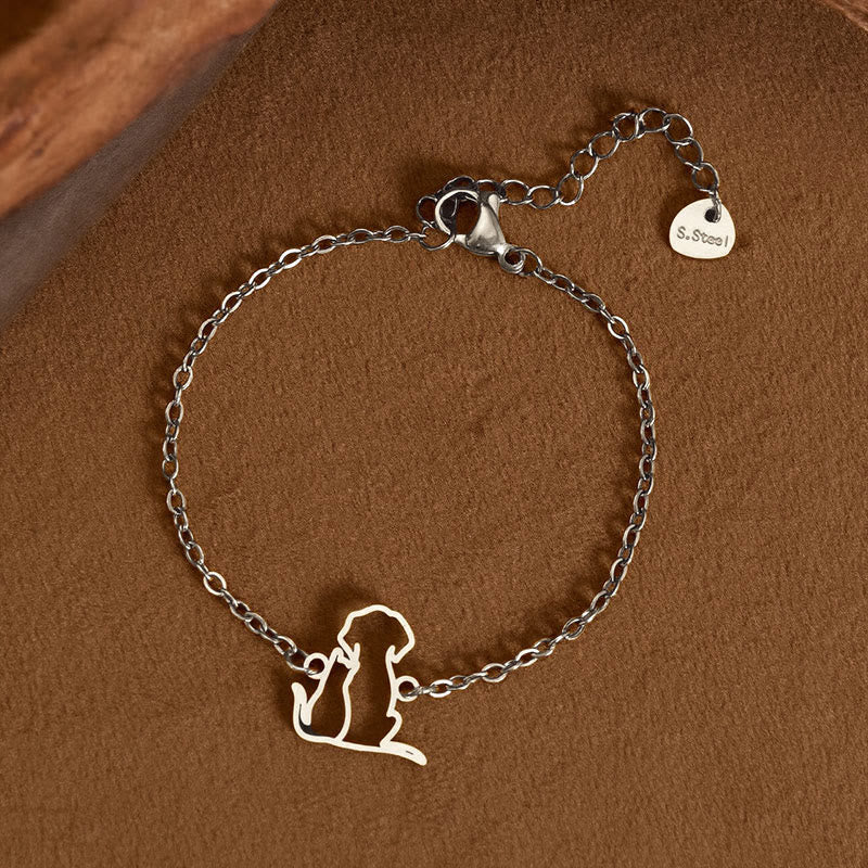 Buddha Stones Titanium Steel Minimalist Dog Cat Pendant Protection Chain Bracelet - image 6