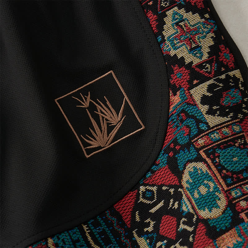 Buddha Stones Summer Boho Drawstring Elastic Waist Geometric Trim Men's Shorts With Pockets - image 15