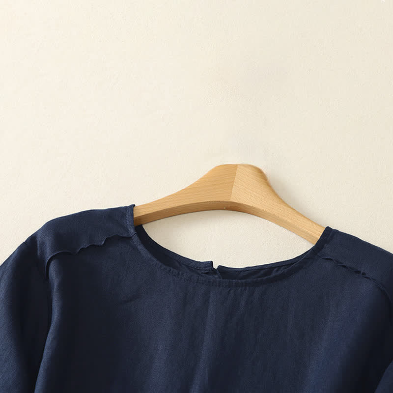 Buddha Stones Summer Casual Minimalist Ruffle Hem Solid Women's Short Sleeve T-Shirts - image 18