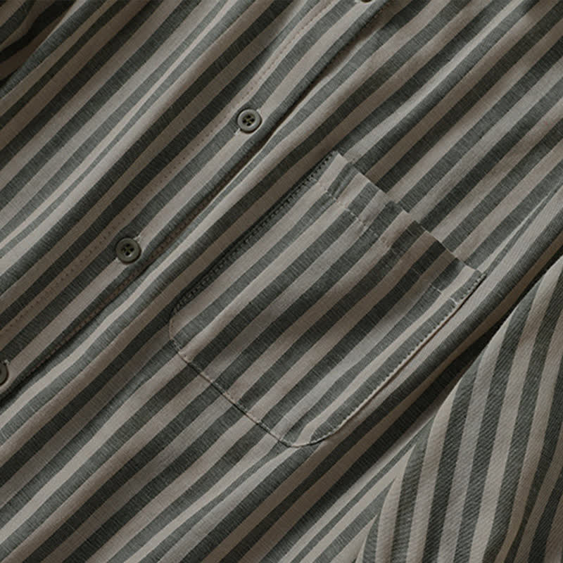 Buddha Stones Summer Casual Button-Up Striped Women's Short Sleeve Shirts With Patch Pocket - image 4