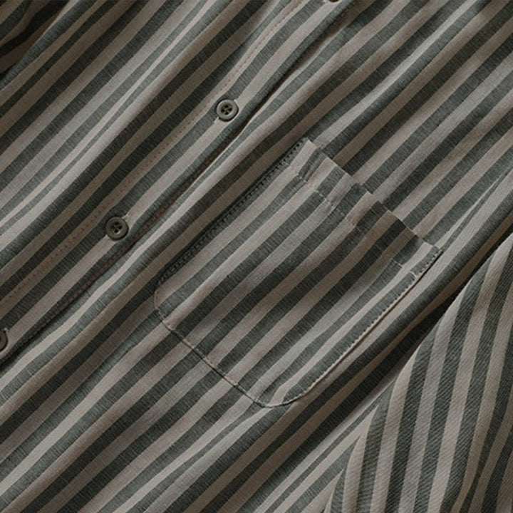 Buddha Stones Summer Casual Button-Up Striped Women's Short Sleeve Shirts With Patch Pocket - image 4