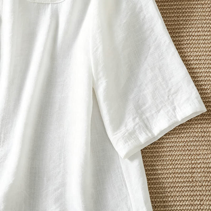 Buddha Stones Spring Casual Minimalist Button-Up Solid Women's Three-Quarter Sleeve Shirts With Patch Pocket - image 35