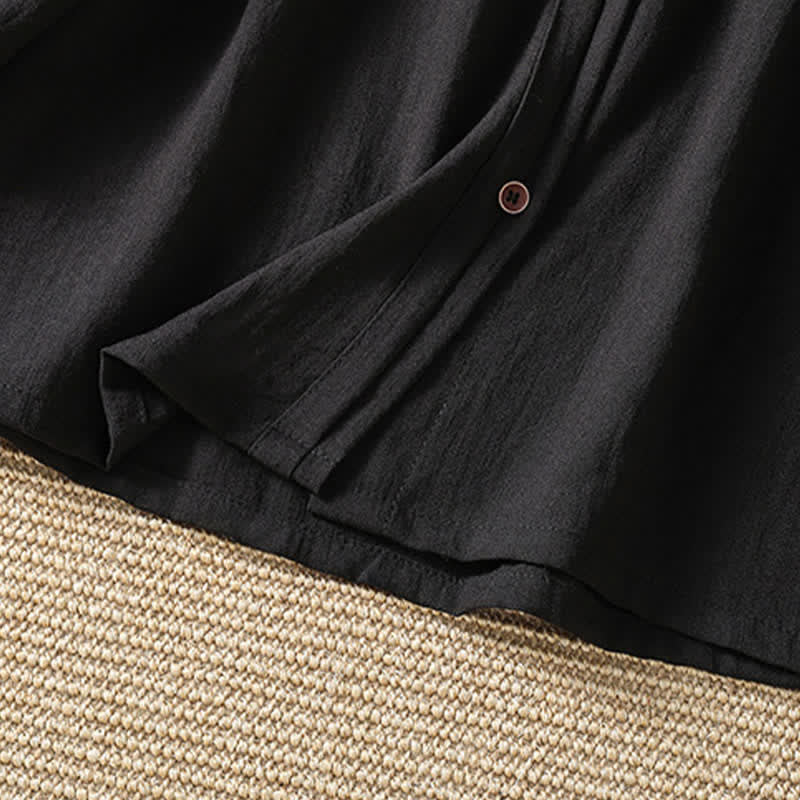 Buddha Stones Spring Casual Minimalist Button-Up Solid Women's Three-Quarter Sleeve Shirts With Patch Pocket - image 25