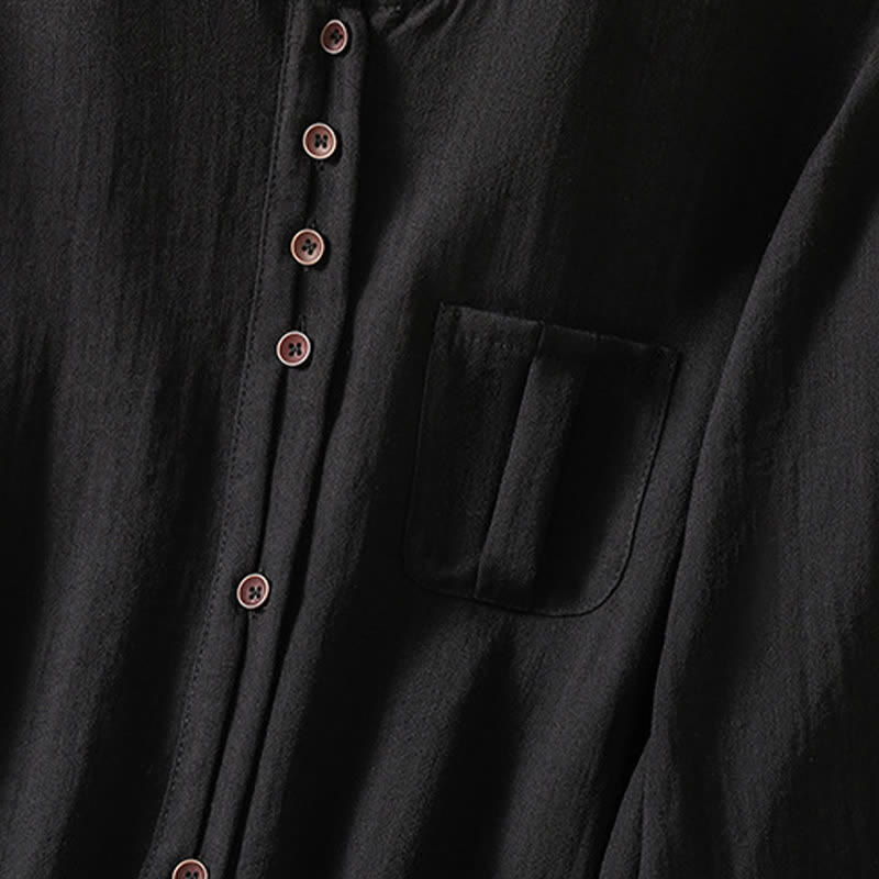 Buddha Stones Spring Casual Minimalist Button-Up Solid Women's Three-Quarter Sleeve Shirts With Patch Pocket - image 24