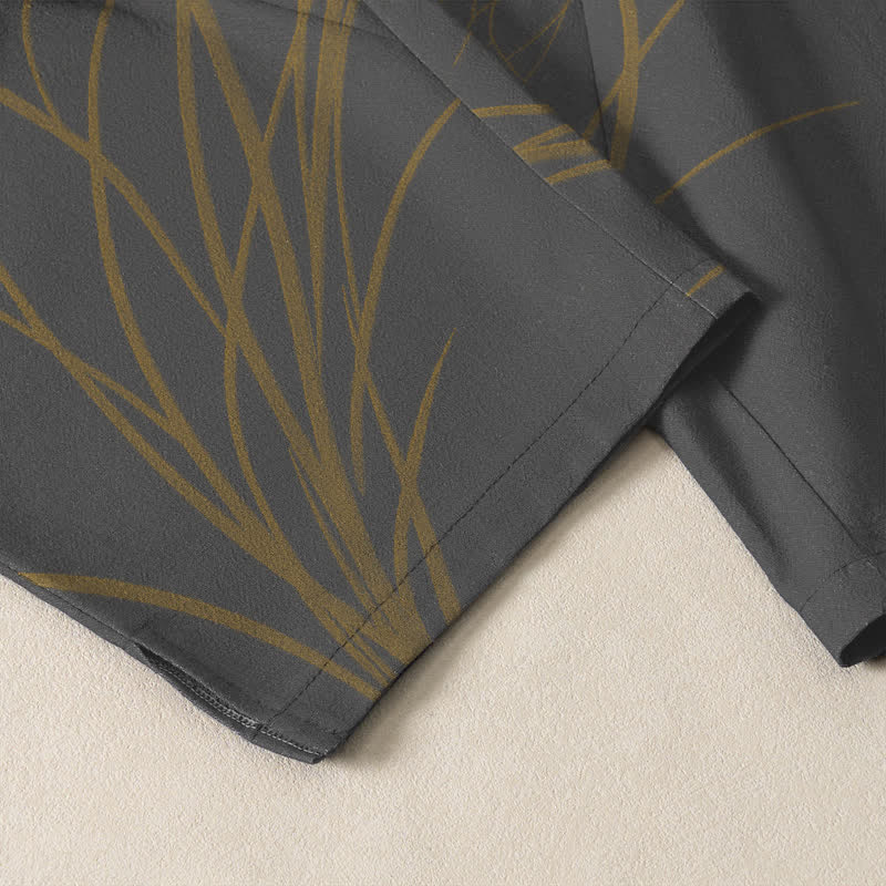 Buddha Stones Pure Cotton Flying Crane Lotus Pattern Drawstring Men's Tapered Pants With Pockets - image 5
