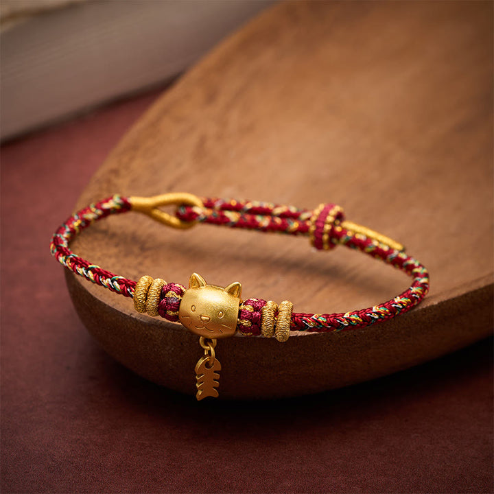 Buddha Stones Copper Cat Fish Multiple Colors String Balance Bracelet - image 4