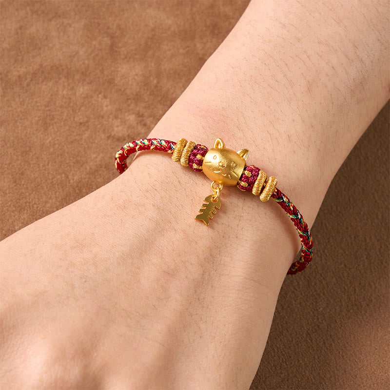 Buddha Stones Copper Cat Fish Multiple Colors String Balance Bracelet - image 5