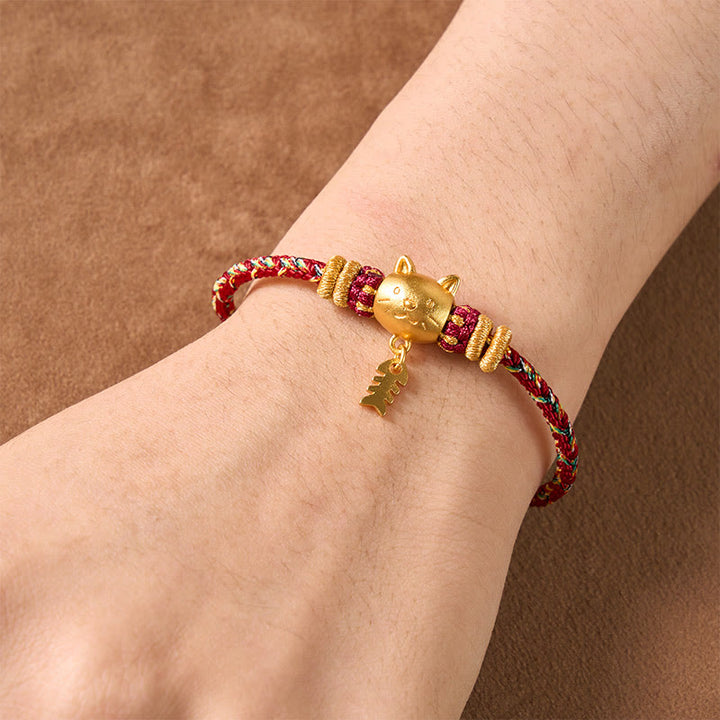 Buddha Stones Copper Cat Fish Multiple Colors String Balance Bracelet - image 5