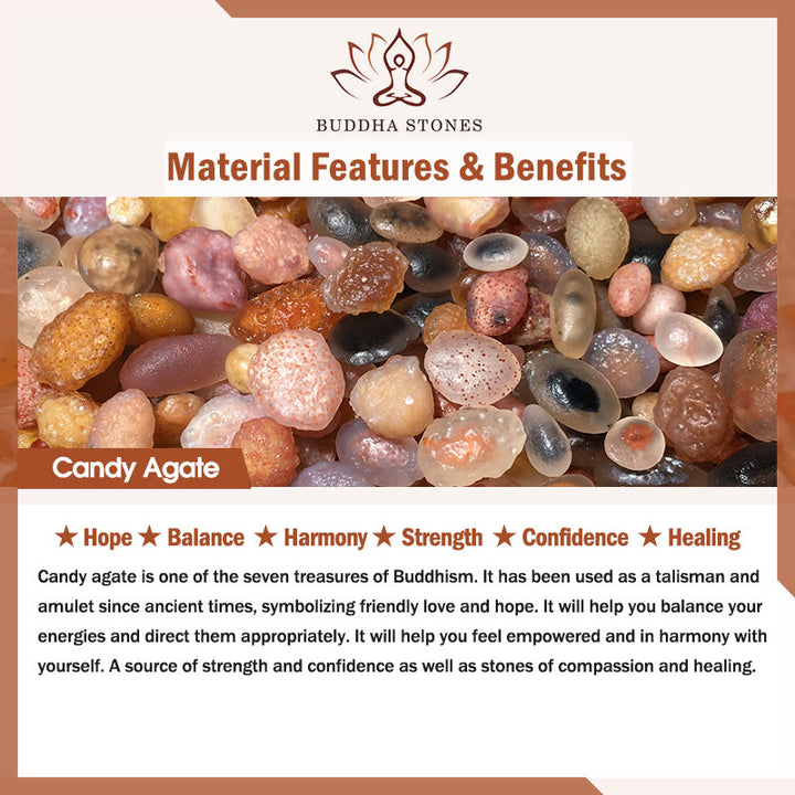 Buddha Stones Candy Agate Gourd Charm Triple Wrap Harmony Bracelet - image 5
