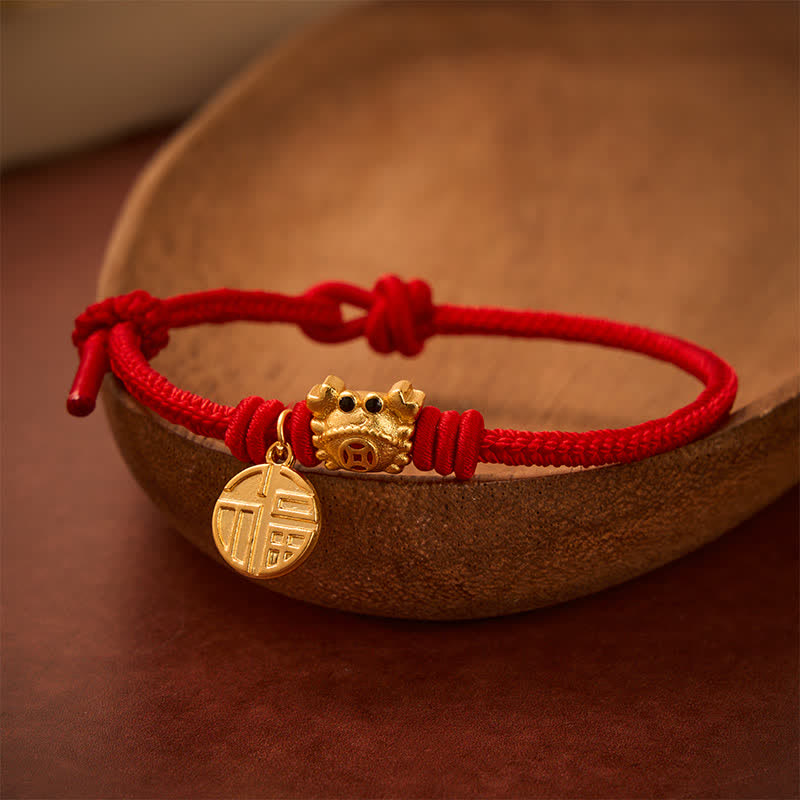 Buddha Stones Fu Character Chinese Coin Red String Fortune Bracelet - image 12