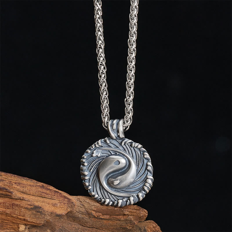 Buddha Stones Copper Yin Yang Koi Fish Balance Round Pendant Necklace - image 1