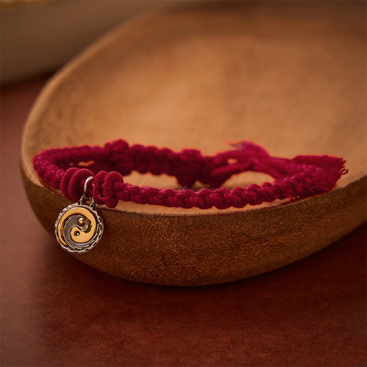 Buddha Stones Copper Yin Yang Red String Balance Bracelet - Dark Red String - image 10