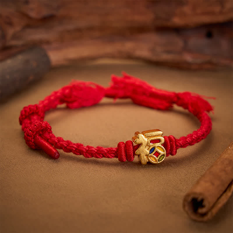 Buddha Stones Fu Character Red String Balance Tibet Adjustable Bracelet - Red(Wrist Circumference: 5.5–6.7 in/14–17 cm) - image 0