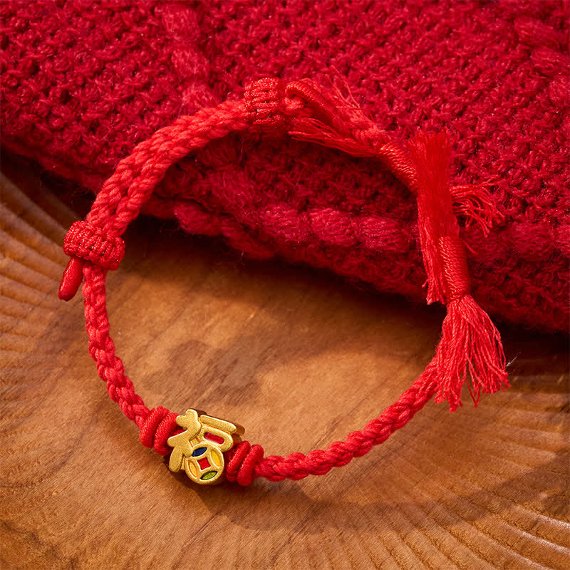 Buddha Stones Fu Character Red String Balance Tibet Adjustable Bracelet - image 2
