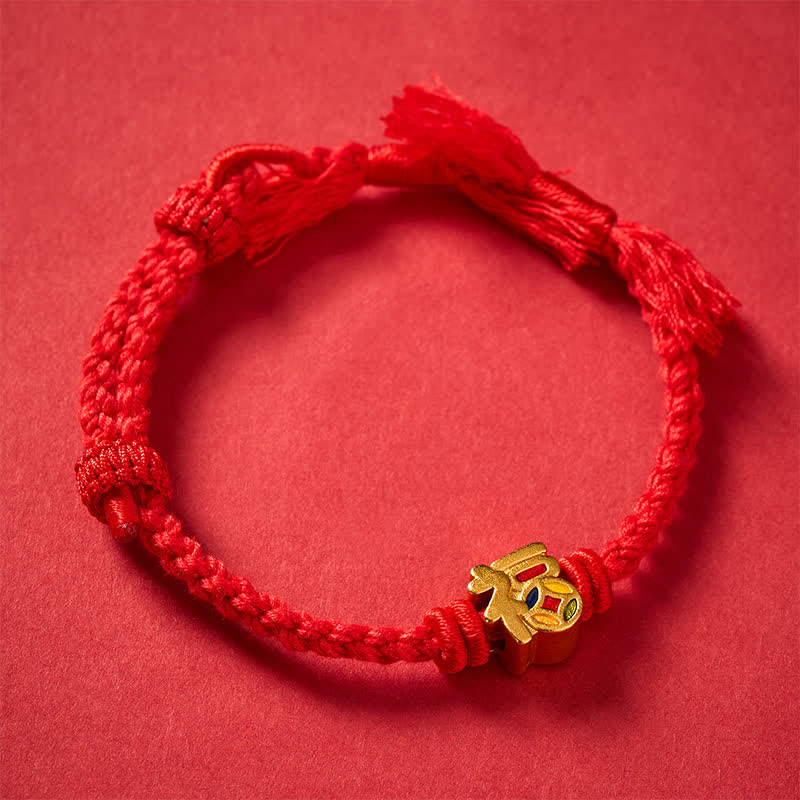 Buddha Stones Fu Character Red String Balance Tibet Adjustable Bracelet - image 3