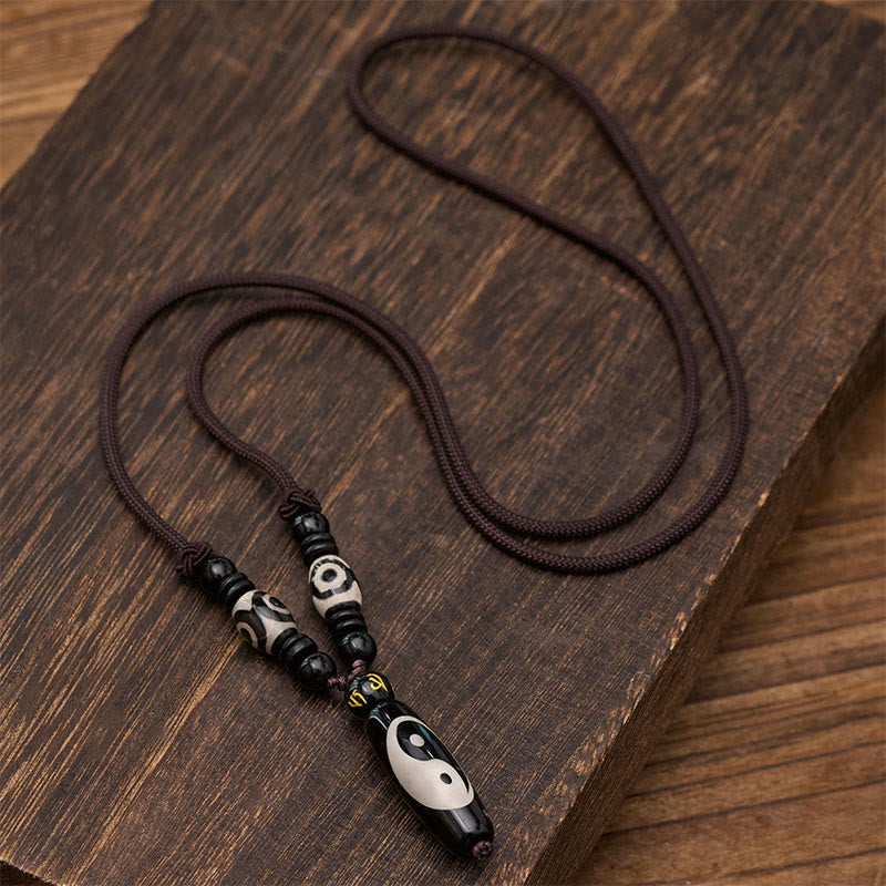 Buddha Stones Black Onyx Yin Yang Harmony Rope Necklace - image 1