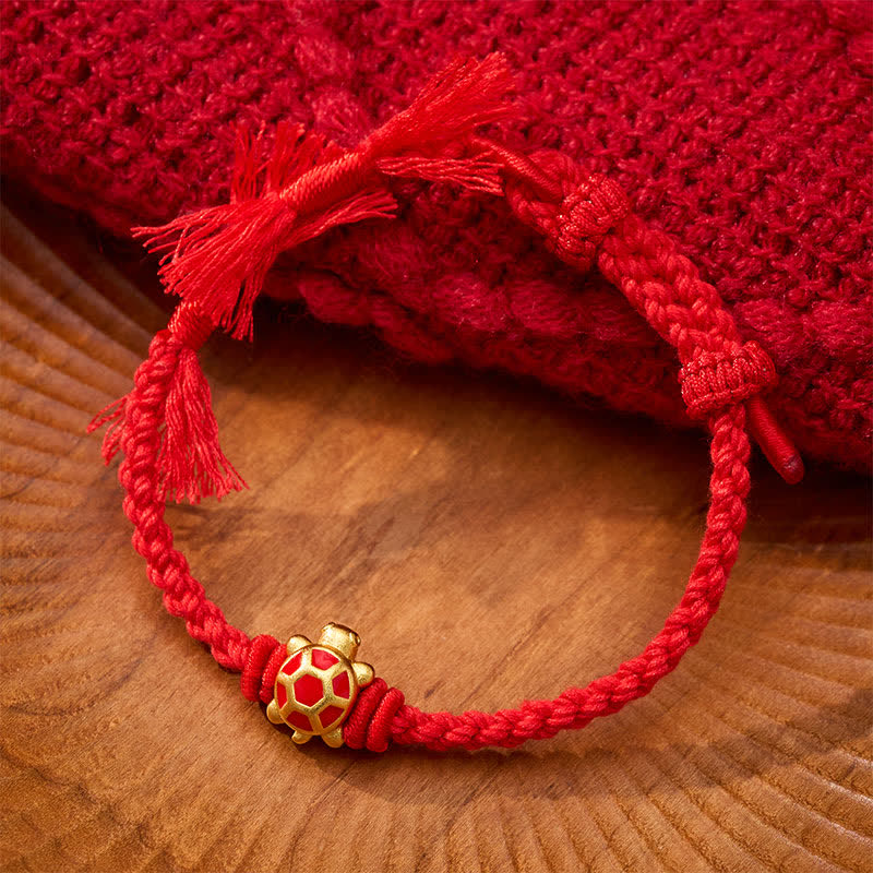 Buddha Stones Longevity Turtle Red String Balance Tibet Adjustable Bracelet - image 1