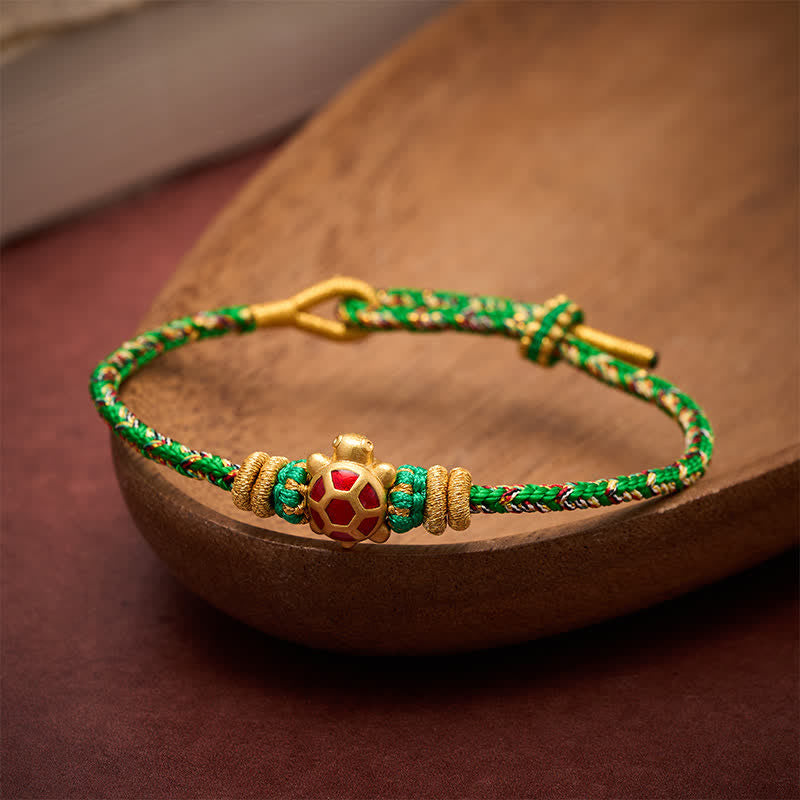 Buddha Stones Five Color Hand Woven String Longevity Turtle Protection Adjustable Bracelet - image 2
