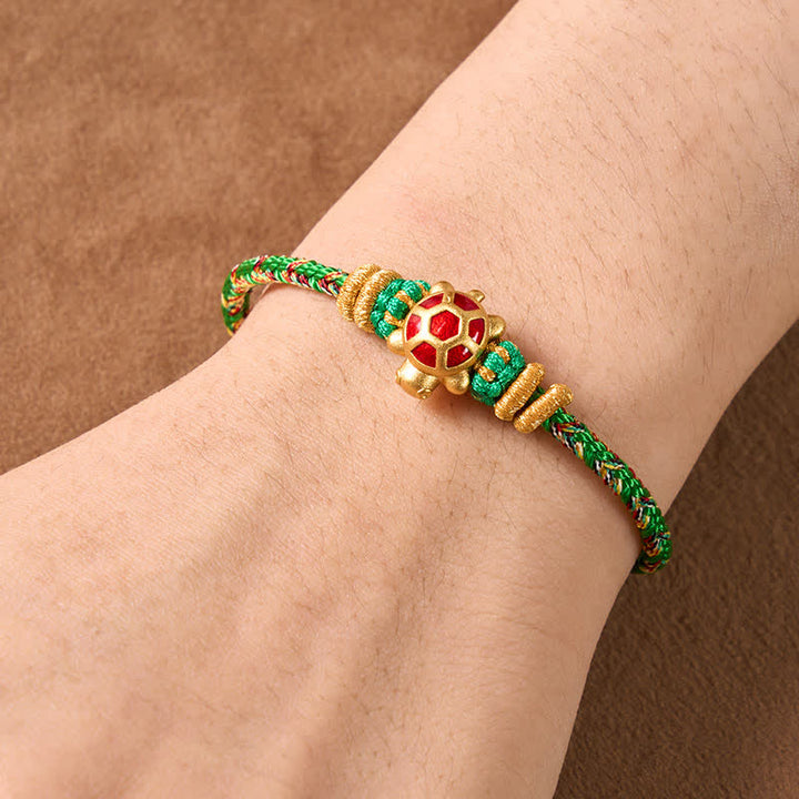 Buddha Stones Five Color Hand Woven String Longevity Turtle Protection Adjustable Bracelet - image 3