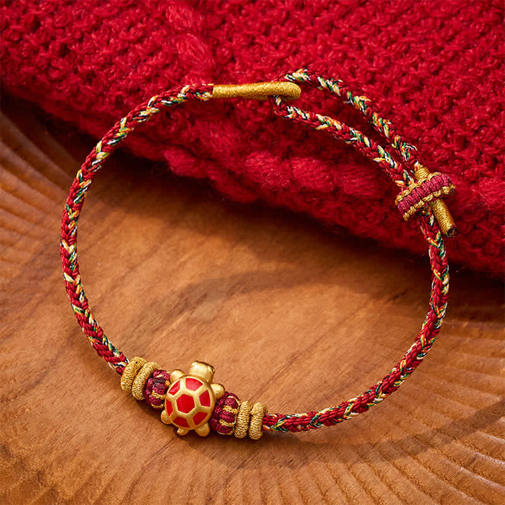 Buddha Stones Five Color Hand Woven String Longevity Turtle Protection Adjustable Bracelet - Red(Wrist Circumference: 5.9–7.1 in/15–18 cm) - image 14