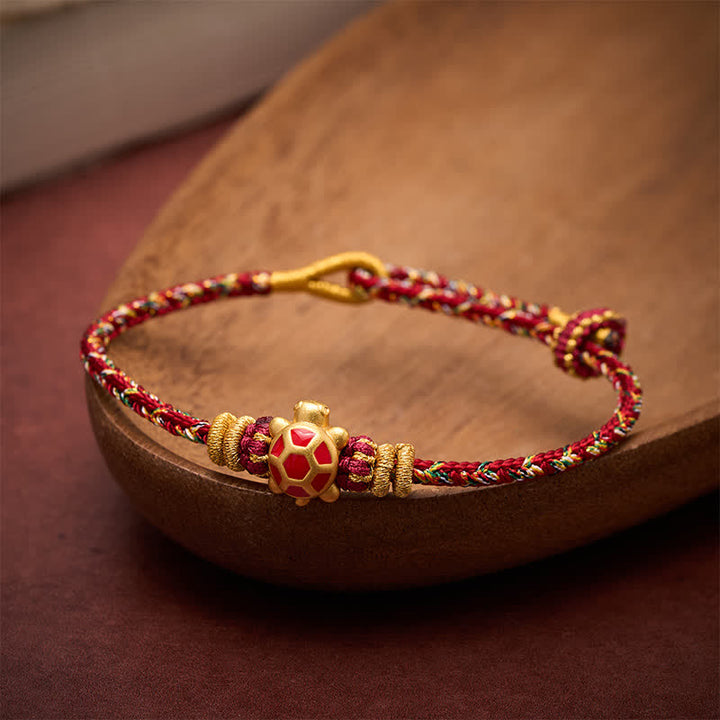 Buddha Stones Five Color Hand Woven String Longevity Turtle Protection Adjustable Bracelet - image 16