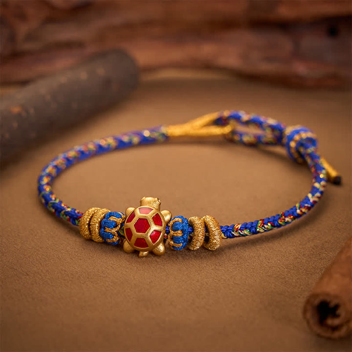 Buddha Stones Five Color Hand Woven String Longevity Turtle Protection Adjustable Bracelet - image 10