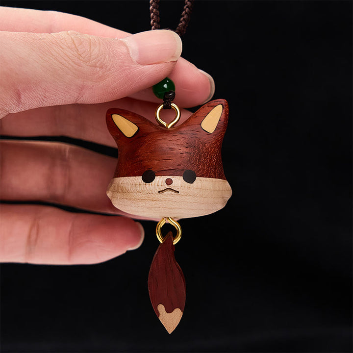 Buddha Stones Hand Carved Natural Wood Fox Balance Keychains - image 2