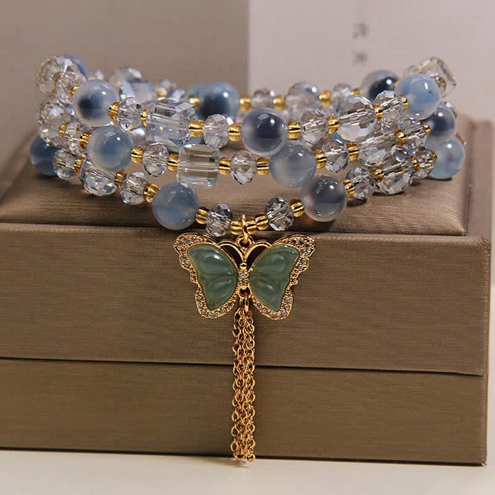 Buddha Stones Blue Candy Agate Butterfly Confidence Layered Bracelet - image 2