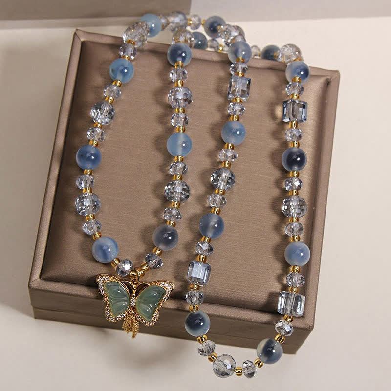 Buddha Stones Blue Candy Agate Butterfly Confidence Layered Bracelet - image 3