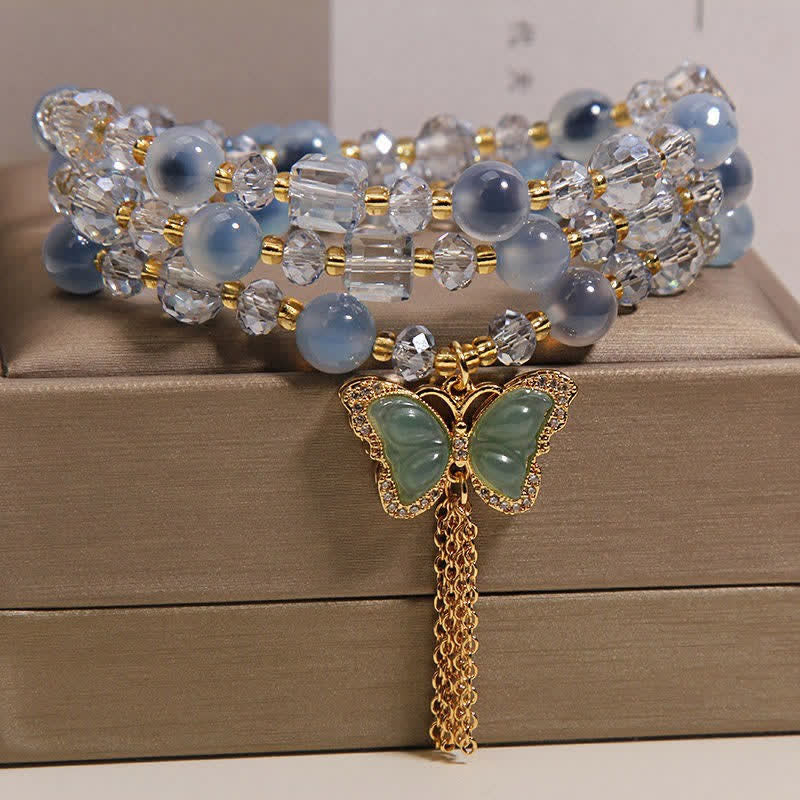 Buddha Stones Blue Candy Agate Butterfly Confidence Layered Bracelet - image 1