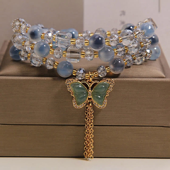 Buddha Stones Blue Candy Agate Butterfly Confidence Layered Bracelet - Candy Agate(Hope ♥ Balance) - image 0