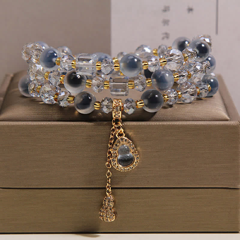 Buddha Stones Candy Agate Gourd Charm Triple Wrap Harmony Bracelet - Candy Agate(Hope ♥ Balance) - image 0