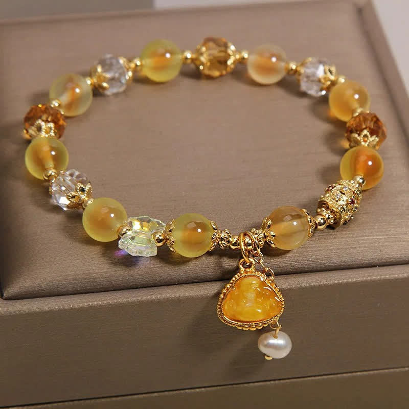 Buddha Stones Yellow Candy Agate Buddha Hope Beaded Bracelet - image 2