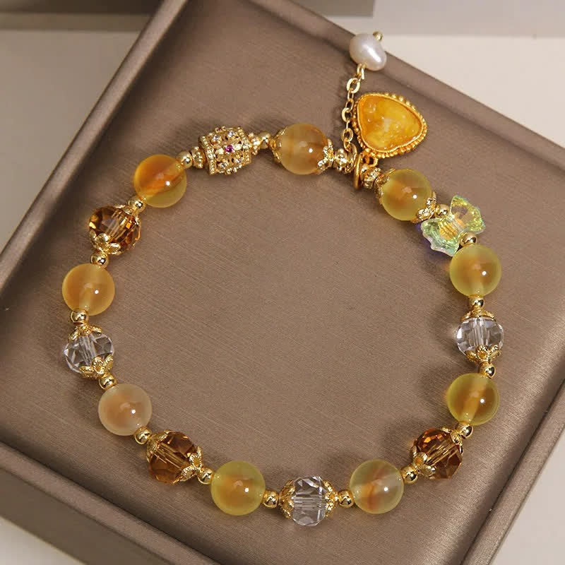 Buddha Stones Yellow Candy Agate Buddha Hope Beaded Bracelet - image 8