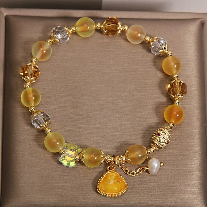 Buddha Stones Yellow Candy Agate Buddha Hope Beaded Bracelet - image 4