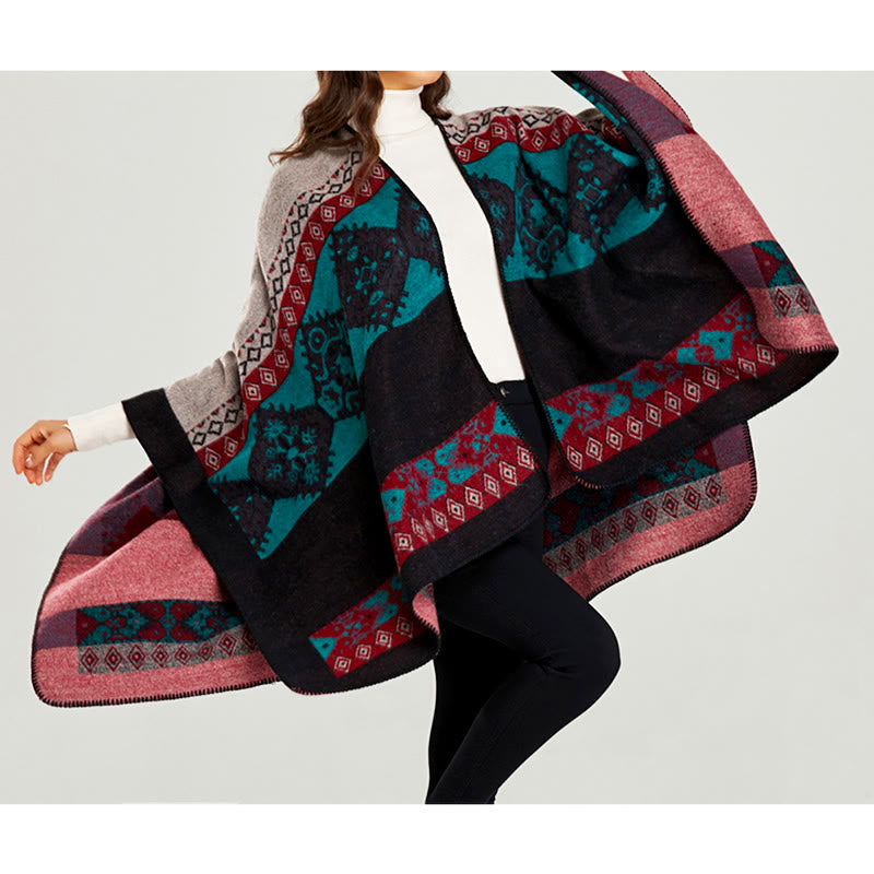 Buddha Stones Tibetan Shawl Diamond Pattern Winter Warm Cloak Scarf - image 19