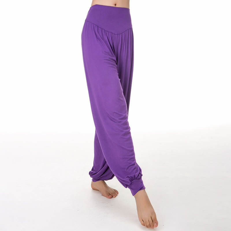 Buddha Stones Plain Color Loose Modal Yoga Dance Harem Pants - MediumOrchid - US12，UK/AU16，EU44 (3XL) - image 23