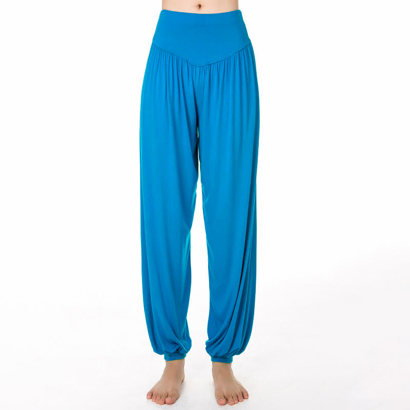 Buddha Stones Plain Color Loose Modal Yoga Dance Harem Pants - DeepSkyBlue - US12，UK/AU16，EU44 (3XL) - image 18