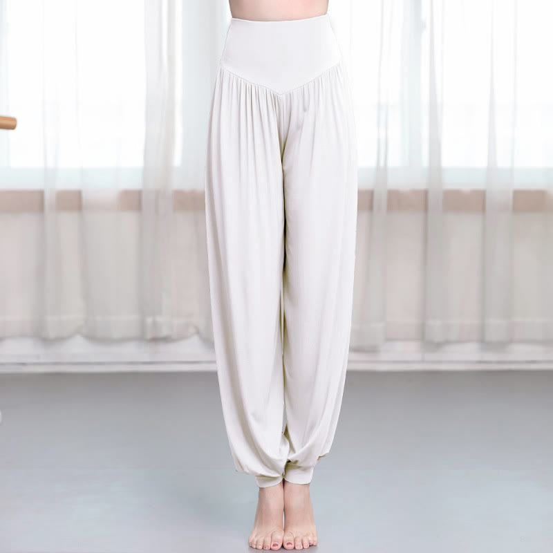 Buddha Stones Plain Color Loose Modal Yoga Dance Harem Pants - White - US12，UK/AU16，EU44 (3XL) - image 16