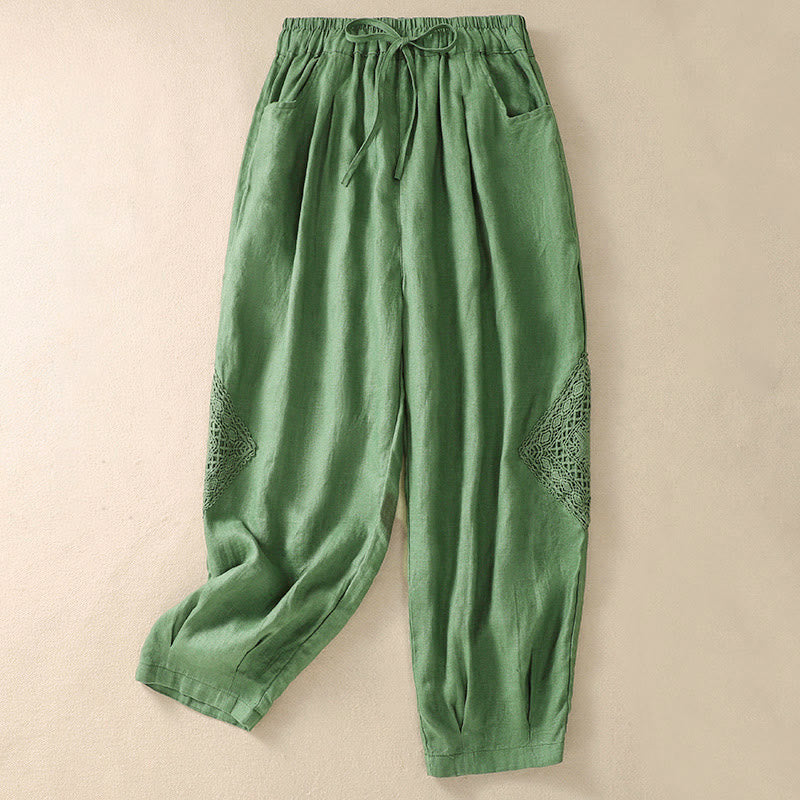 Buddha Stones Summer Women's Drawstring Harem Pants With Pockets - PaleGreen - US8-10，UK/AU12-14，EU40-42 (2XL) - image 6