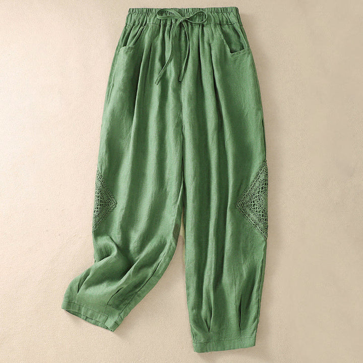 Buddha Stones Summer Women's Drawstring Harem Pants With Pockets - PaleGreen - US8-10，UK/AU12-14，EU40-42 (2XL) - image 6